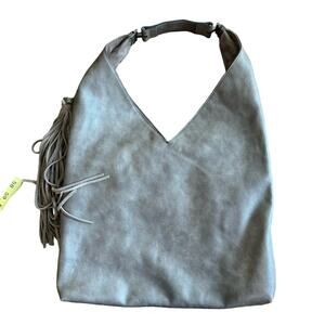 Gray Hobo Bag with Tassel Accent